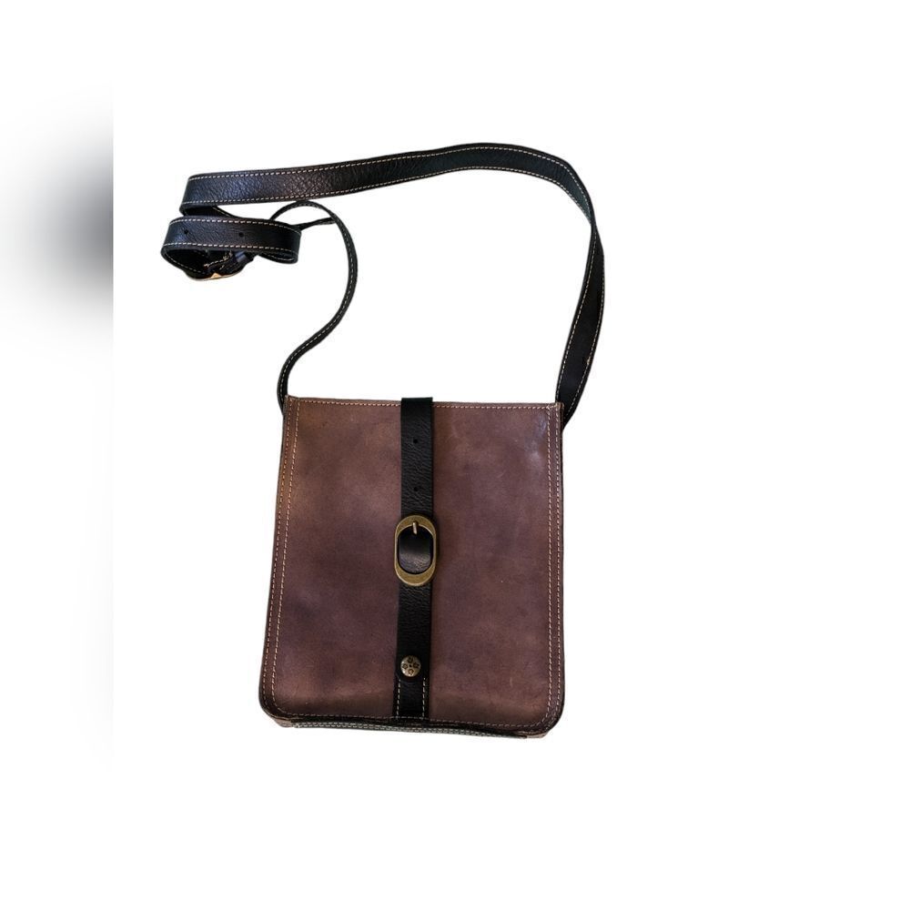 Patricia Nash Venezia Smooth Heritage Tan Leather Pouch Crossbody Bag Brown